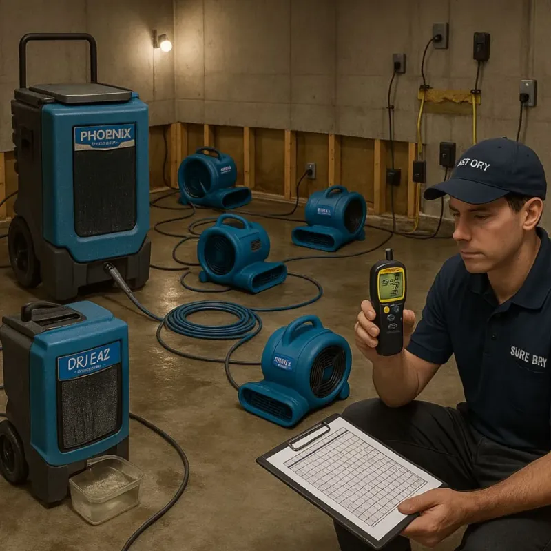 Structural Drying and Dehumidification process in Rocky Mount, VA